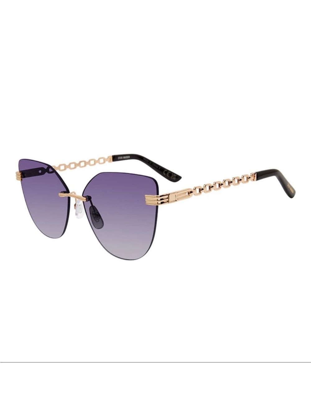 Steve Madden Maggie Sunglasses Shiny Gold Black Opaque 100% UV Protection